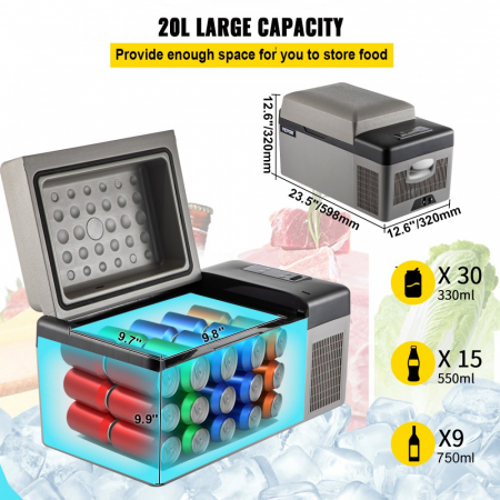 Frigider congelator pentru mașină 20L Compresor bluetooth 12/24 v -240 v [3]