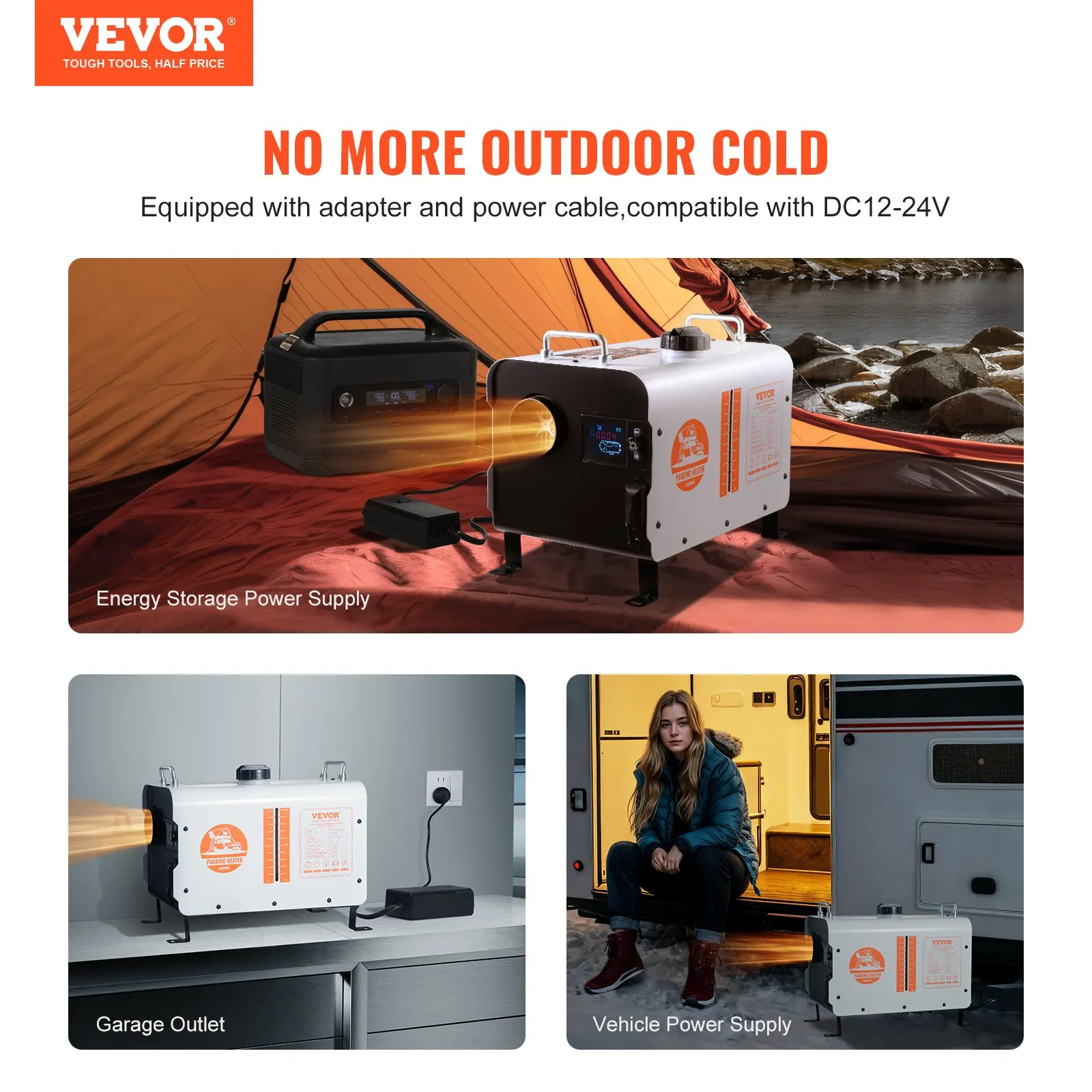 Încălzitor diesel VEVOR 8KW, încălzitor de aer diesel multifuncțional 12V/24V,  220 V cu control prin aplicație Bluetooth, telecomandă și ecran de afișare, alarmă CO, încălzitor diesel portabil cu înc [1]