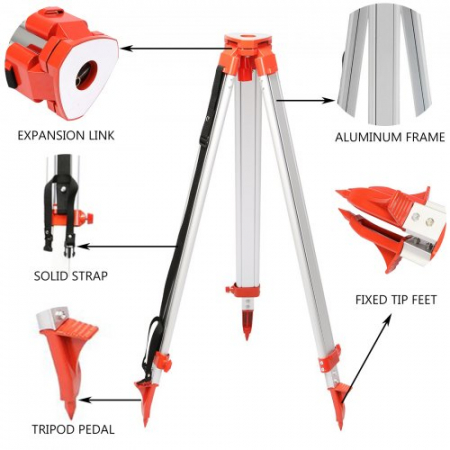 Kit laser verde rotativ Vevor 500m+1.65m Trepied din aluminiu , rigla gadata 5m [3]