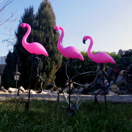 Lampa solara pentru gradina, 3 flamingo, 18x6x52 cm [1]