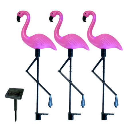 LAMPI SOLARE - Lampa solara pentru gradina, 3 flamingo, 18x6x52 cm