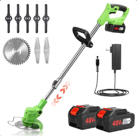 DRUJBE SI MOTOCOASE - Motocoasa Cositoare Electrica cu 2 Acumulator, 48V, 4000 MAH, Brat Ajustabil, 18.000 RPM