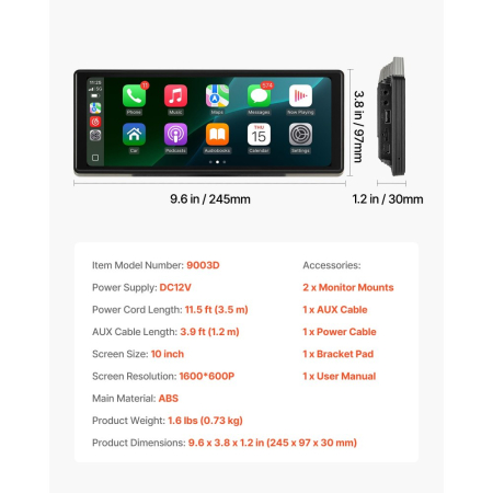 Navigatie auto portabila Sistem Multimedia Apple Carplay/Android 7094P, Ecran Tactil Full HD, Bluetooth, Mirror Link/Card TF/USB/AUX [5]