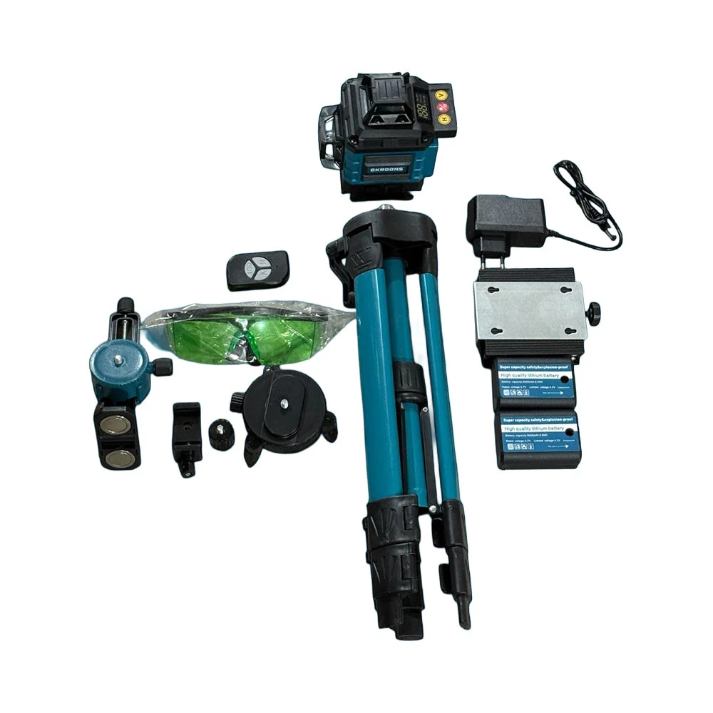 Nivela Laser Profesională 4D 16 Linii 360° cu Linii Verzi - 2 Baterii Li-ion, Telecomandă + Trepied, Servietă Transport [1]