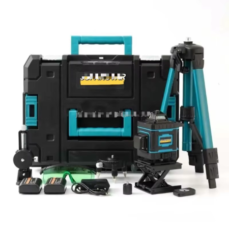 NIVELE  LASER - Nivela Laser Profesională 4D 16 Linii 360° cu Linii Verzi - 2 Baterii Li-ion, Telecomandă + Trepied, Servietă Transport