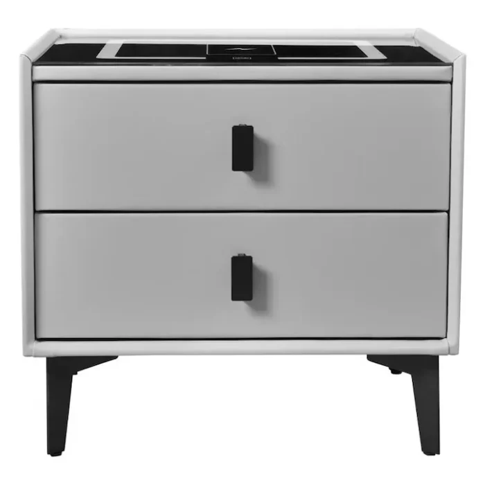 Noptieră Smart Multifuncțională Premium cu LED Tactil, Încărcare Wireless Qi, USB-C și Difuzor Bluetooth, 50 x 40x 46 cm [1]