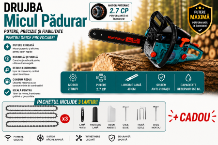 DRUJBE SI MOTOCOASE - PACHET 3 LANTURI + DRUJBA MICUL MADURAR 5200 40cm
