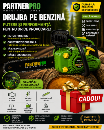 DRUJBE SI MOTOCOASE - PPS-3000 Drujba de mana pe benzina PARTNERPRO + CADOU