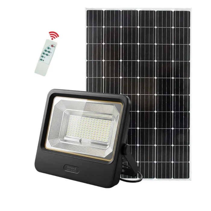 LAMPI SOLARE - Proiector Solar LED 600W Innova Smart Home Cyborg, IP67, Panou Solar 35x29 cm și Telecomandă