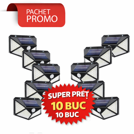 LAMPI SOLARE - SET 10 LAMPI SOLARE 100 LED - 3 MOD ILUMINARE