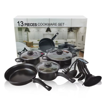 Set 13 Piese Vase Gatit Antiaderente Non-Stick - Oale, Tigai, Capace Sticla si Ustensile [1]