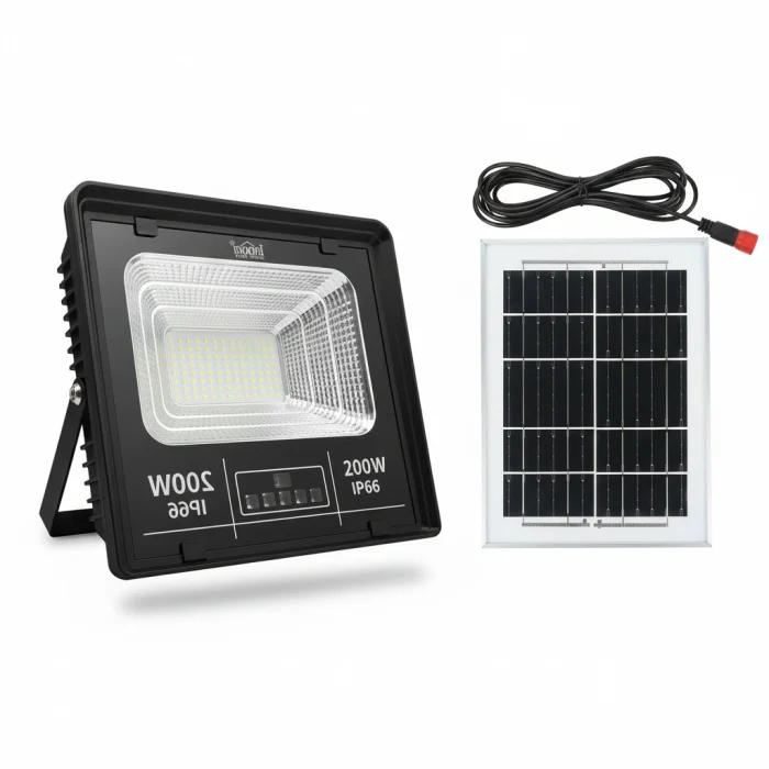 SET 2 Proiectoare LED INNOVA 200W Cu Panou Solar si telecomanda, IP66 [1]