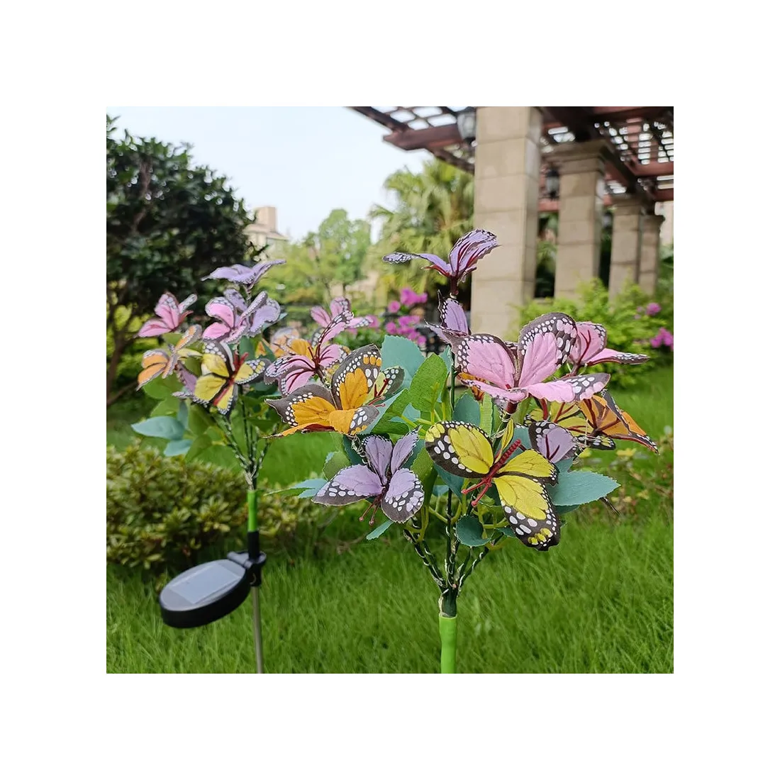 Set 2x lampa solara decorativa Fluturi, Led, multicolor, IP66, 70cm [5]