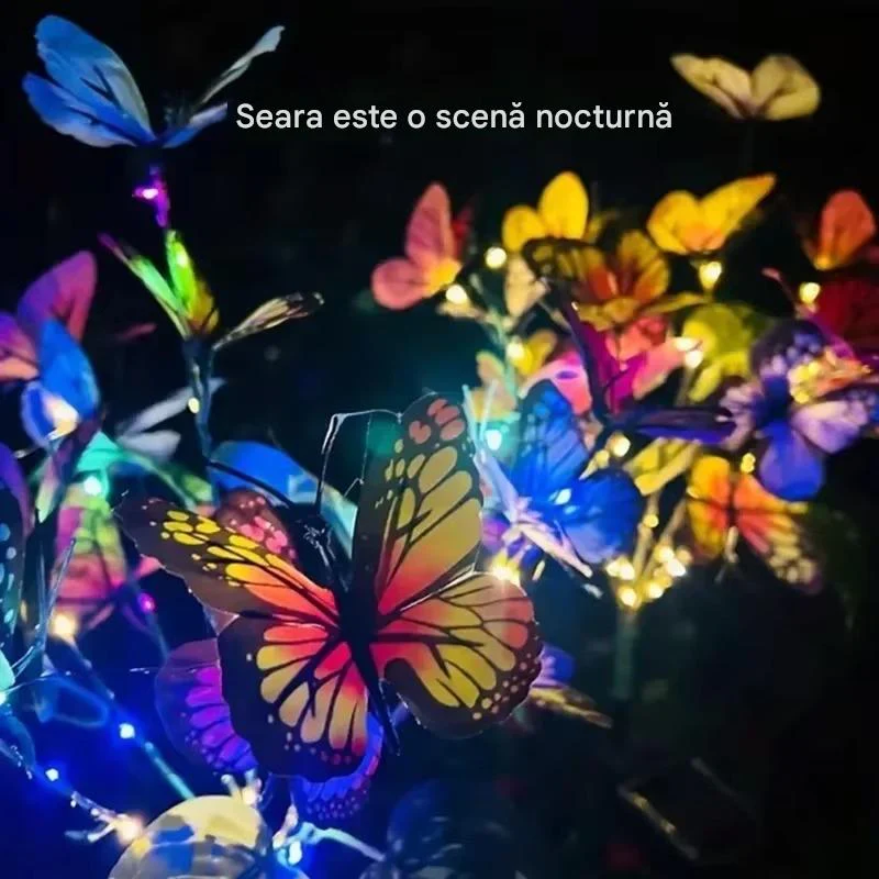 Set 2x lampa solara decorativa Fluturi, Led, multicolor, IP66, 70cm [2]