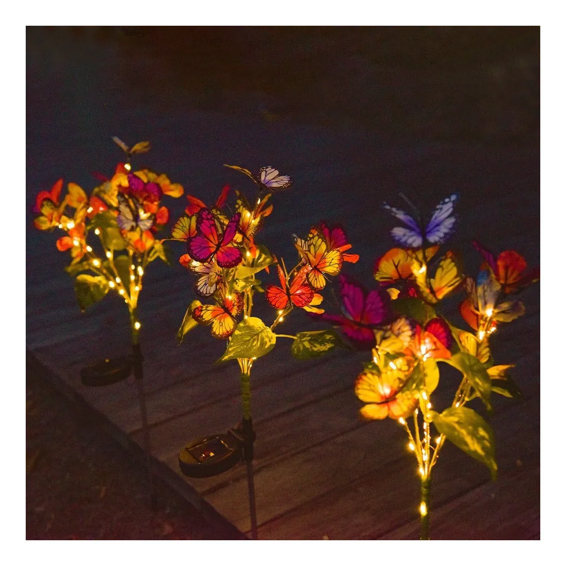 Set 2x lampa solara decorativa Fluturi, Led, multicolor, IP66, 70cm [6]