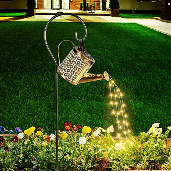 Set 2x Lămpi Solare LED Tip Stropitoare cu Stele, Fier Forjat, Design Retro, Proiecție Lumină Caldă, IP65, 80 cm [6]