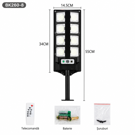 SET 3 LAMPI STRADALE   55cm,   cu   Panou   Solar   Integrat , senzor lumina [1]