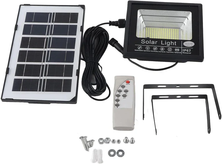SET 3 x Proiector LED Cu Panou Solar V, 100W, Control Prin Telecomanda, Senzor Crepuscular + Accesorii [2]