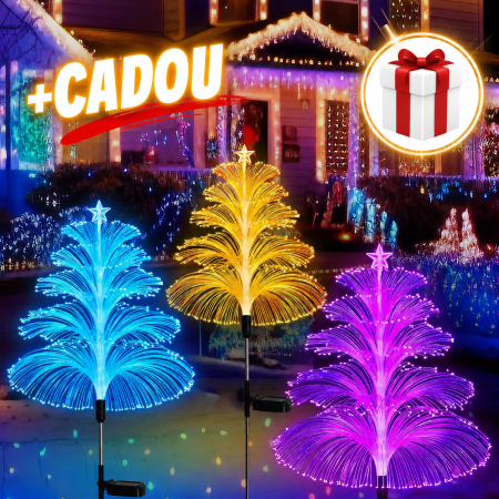 LAMPI SOLARE - CADOU + Set 4 Lămpi Solare tip Fântână cu Fibră Optică – Iluminare Multicoloră pentru Decorațiuni