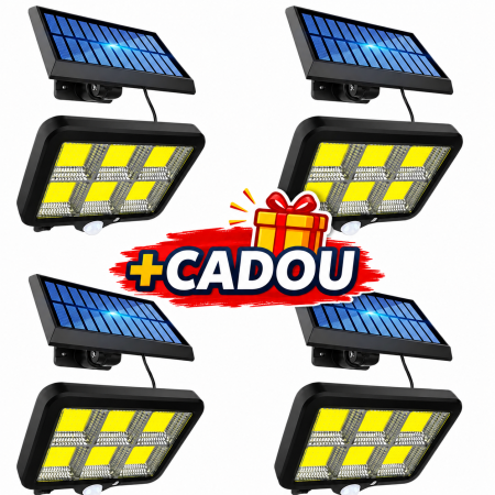 LAMPI SOLARE - Set 4x Lampi Solare  160 LED COB, 8 Cadrane, Senzor Miscare, Panou Detașabil, IP66 + Telecomandă,
