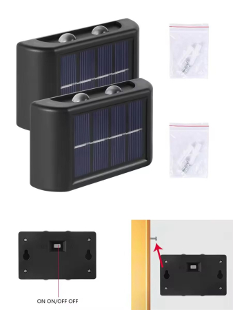 Set 8 x Lampa de perete, Lumina Solara cu 4 Leduri, pentru Exterior, Senzor de miscare [2]