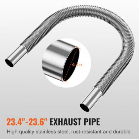 Set de conducte pentru țevi de încălzire diesel VEVOR, furtun extensibil pentru conducte de aer de 3 inchi, țeavă de evacuare din oțel inoxidabil de 1 inch, 2 orificii de aerisire, conector de ieșire [3]