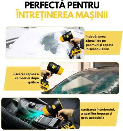 Suflanta Aer Portabila cu 2 Acumulatori 48V, 34000 RPM, Uscare Masina, Suflat Frunze, Yellow [3]