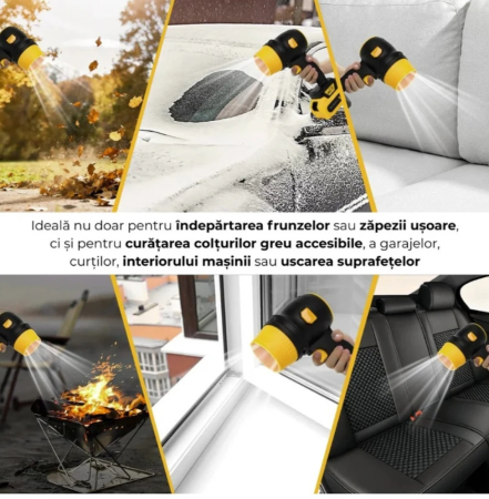 Suflanta Aer Portabila cu 2 Acumulatori 48V, 34000 RPM, Uscare Masina, Suflat Frunze, Yellow [2]