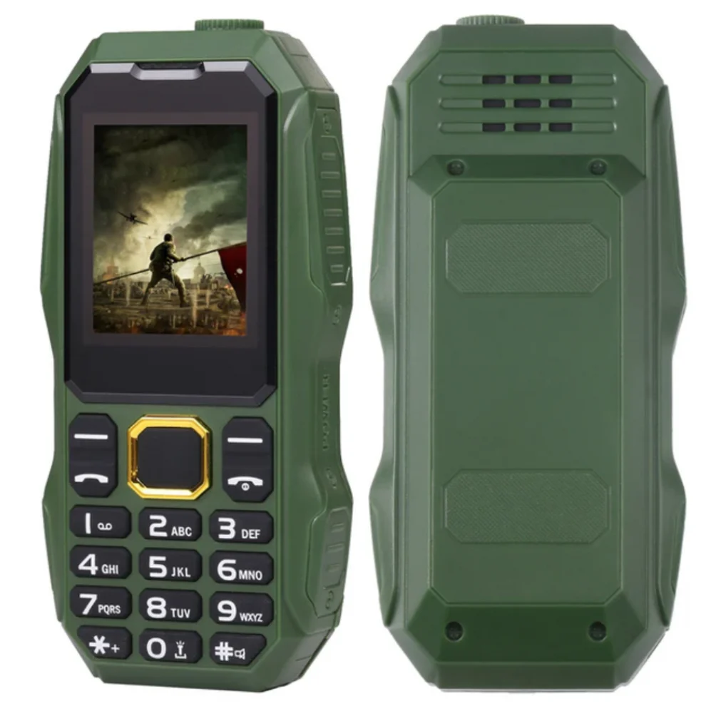 ELECTROCASNICE - Telefon militar Dual SIM cu carcasa antisoc, acumulator 13000mAh, lanterna, radio FM si slot SIM, ideal pentru activitati outdoor si utilizare intensa