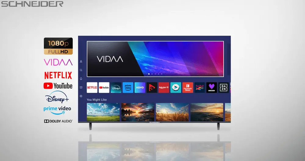 Televizor FHD DLED Smart VIDAA Schneider LED40-SC591K, 100 cm, Clasa E, Borderless, Negru [1]