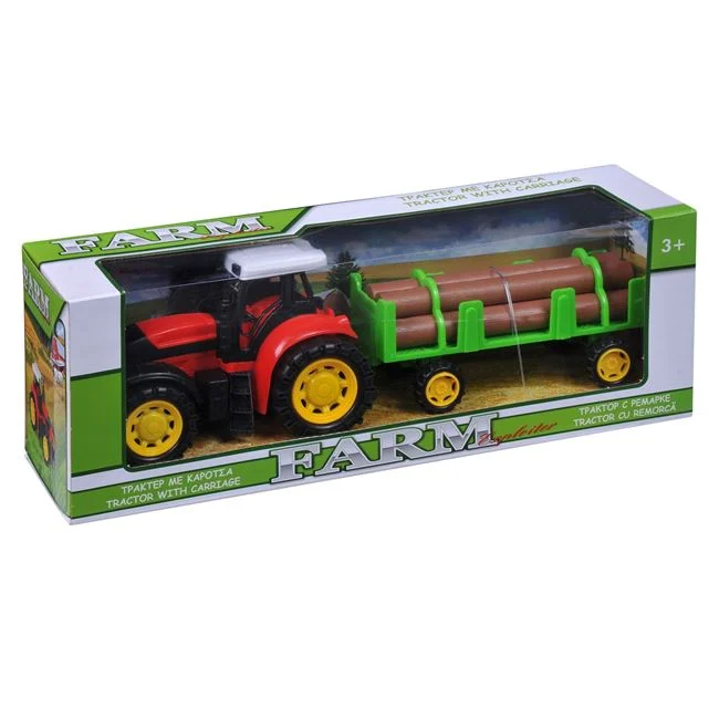 Jucarie Tractor Rosu cu Remorca & Lemne [2]