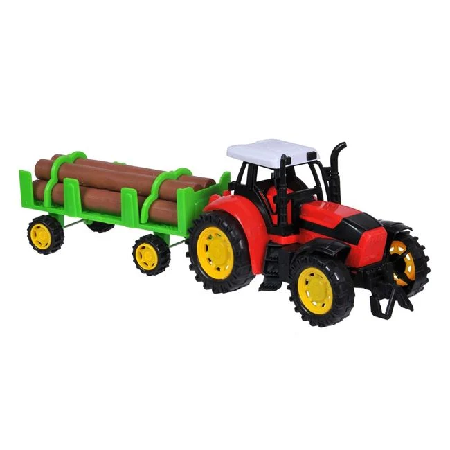 Jucarie Tractor Rosu cu Remorca & Lemne [1]
