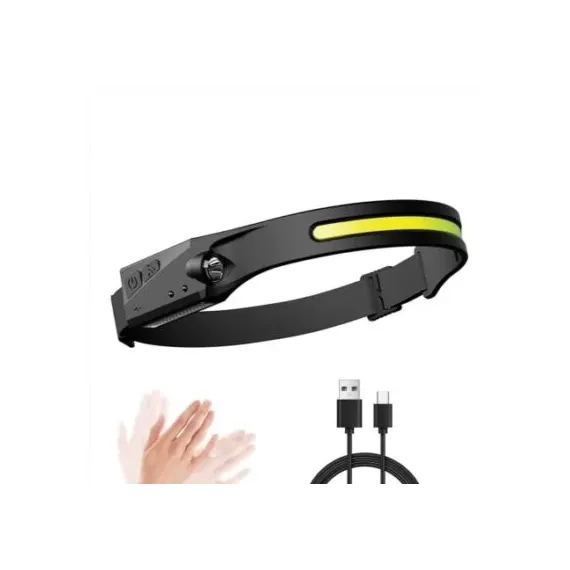 Lanterna cap reincarcabila prin cablu USB, cu senzor, 350 lumeni, ideala pescuit, service auto [1]