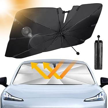 Parasolar Auto Tip Umbrelă pentru Parbriz, cu Husă Inclusă – Dimensiune Universală 140x78 cm | Protecție Solară Rapidă și Compactă [3]