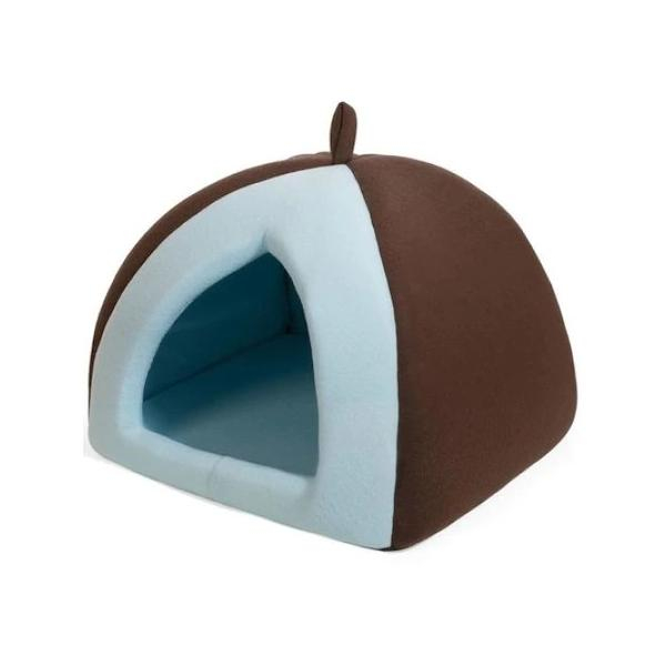 Pat casuta pentru caini si pisici, maro/albastru, 38x38 cm [1]