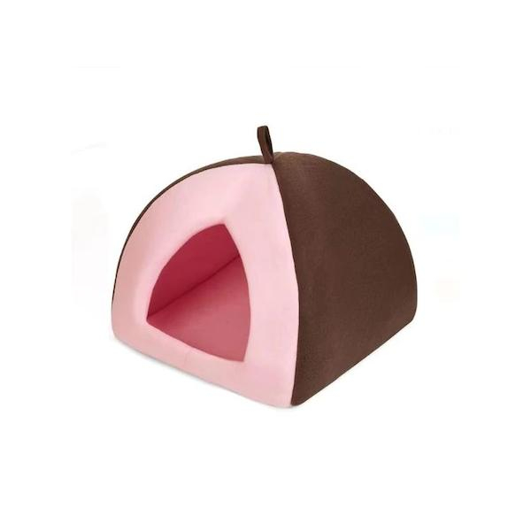 Pat casuta pentru caini si pisici, maro/roz, 38x38 cm [1]