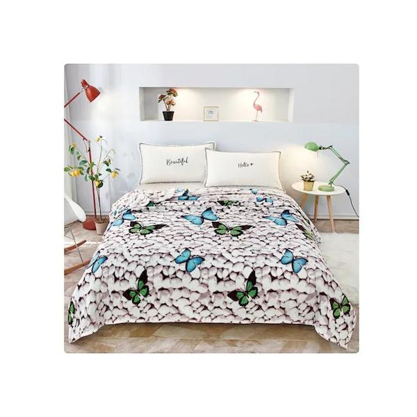 Patura Coccolino moale si pufoasa pentru 2 persoane, 200X230 cm, Fluturi si Pietre [2]