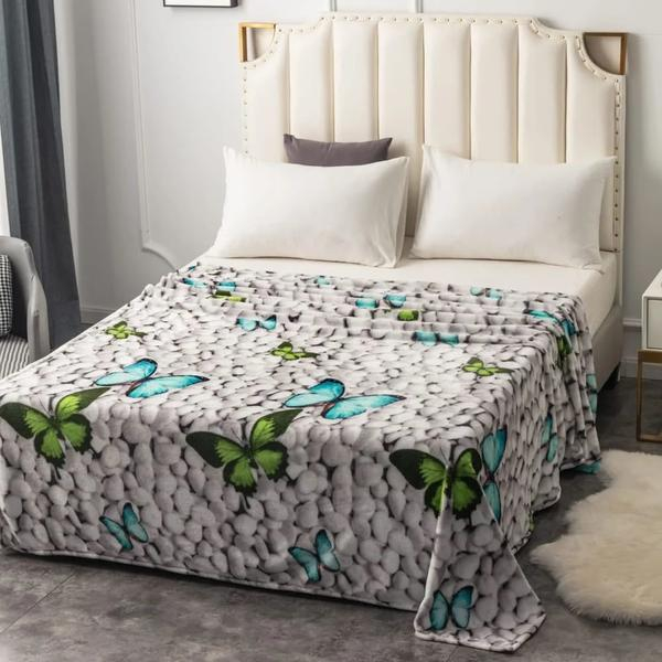 Patura Coccolino moale si pufoasa pentru 2 persoane, 200X230 cm, Fluturi si Pietre [1]