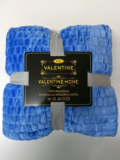Patura Fleece Valentine 200x240 cm, Albastra – Confort si Caldura Premium [2]