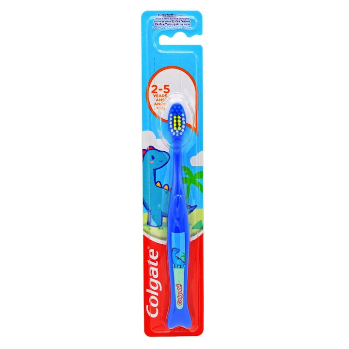 Periuta de Dinti Copii, Colgate, 2-5 ani, Extra-Soft, model Dinozaur, Albastru [1]