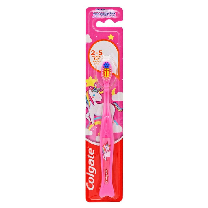 Periuta de Dinti Copii, Colgate, 2-5 ani, Extra-Soft, model Inorog, Culoare Roz [1]