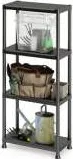 Raft depozitare cu 4 polite, plastic negru, 60x30x135 cm [2]