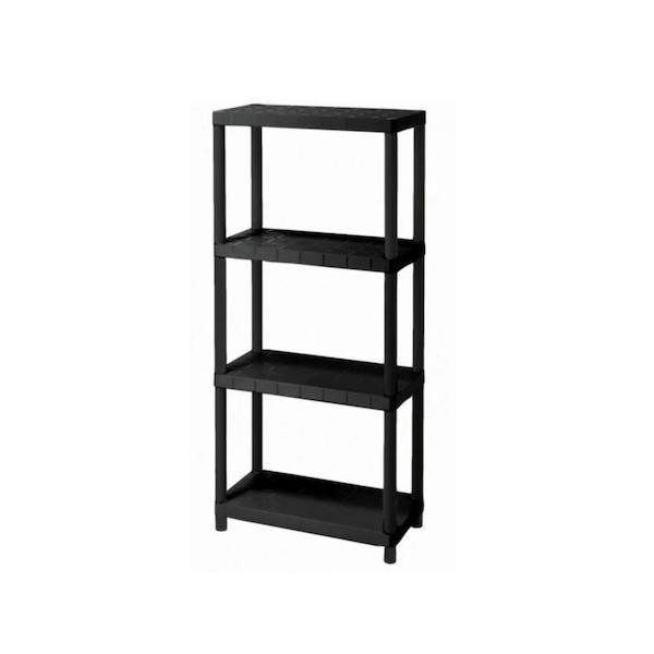 Raft depozitare cu 4 polite, plastic negru, 60x30x135 cm [1]