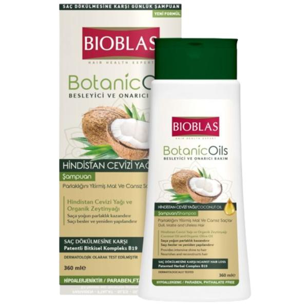 Sampon pentru par Botanics Oils Coconut, Bioblas, pentru par tern si lipsit de vitalitate, 360 ml [1]