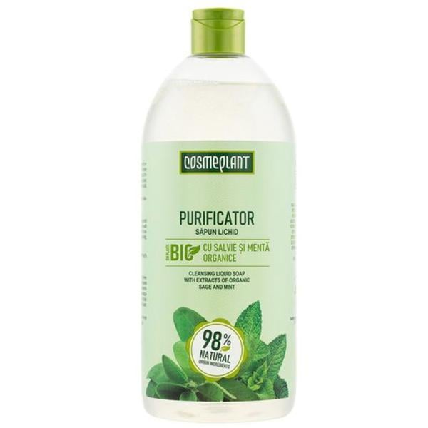 Sapun lichid Purificator cu extracte de salvie și mentă organice, 1000 ml [1]
