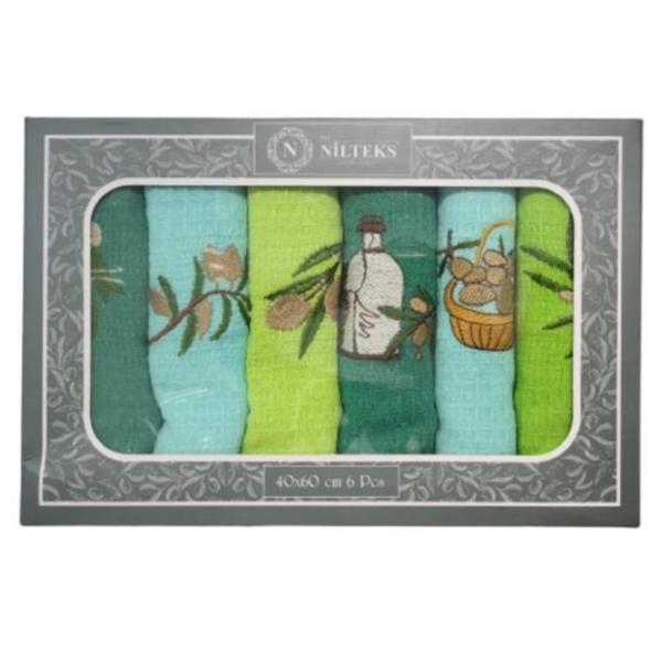 Set 6 prosoape bucatarie, 100 % bumbac, model Olives Masline, 30x50 cm [1]