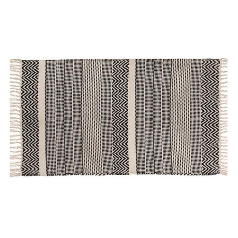Home & Deco - Covor decorativ tesut, negru/bej, 95x60 cm