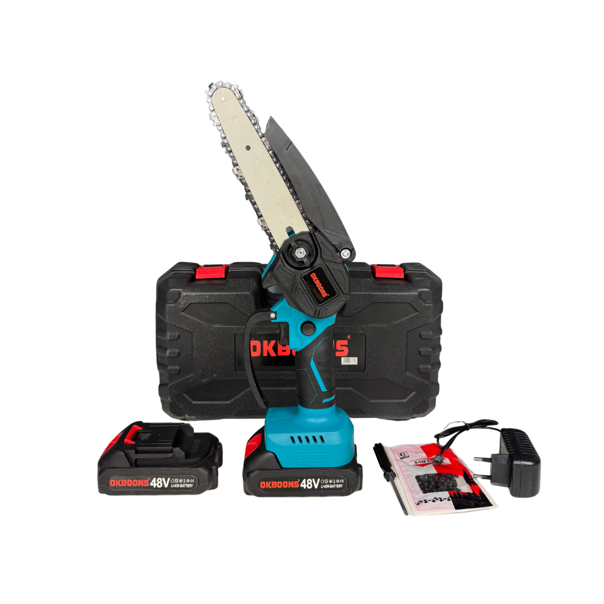Casa & Gradina - Drujbă electrică cu 2 acumulatori 48V OkBoons – Fierăstrău electric portabil pentru grădină și gospodărie