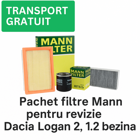 Produse cu transport gratuit – livrare rapidă și fără costuri - Pachet filtre Mann pentru revizie Dacia Logan 2, 1.2 benzina – TRANSPORT GRATUIT