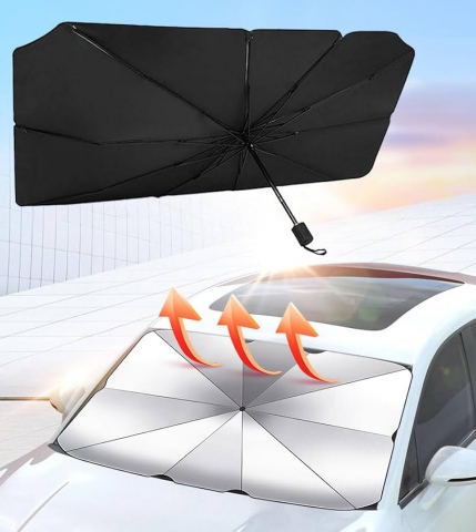 Parasolar Auto Tip Umbrelă pentru Parbriz, cu Husă Inclusă – Dimensiune Universală 140x78 cm | Protecție Solară Rapidă și Compactă [1]